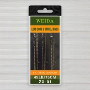 Монтаж лідкор з вертлюгом Weida ZX-01, 45lb, 75см, 3шт/уп